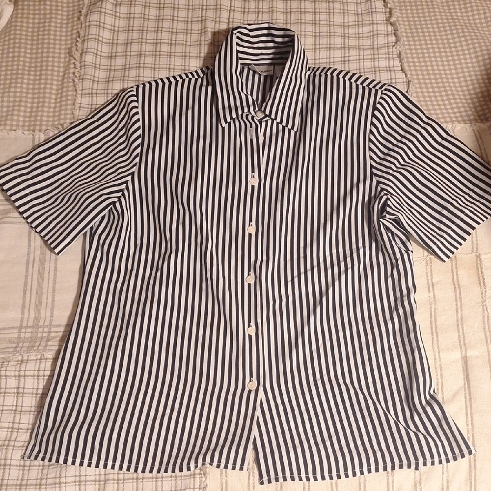 Black and White Striped Dress Shirt